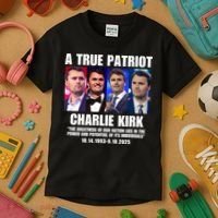 True Patriot Charlie Kirk Support American Values Kids T-Shirt thumb 3