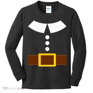 Thanksgiving Pilgrim Costume Turkey Day Kids Long Sleeve Shirt
