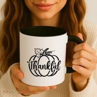 Thankful Pumpkin Cute Cozy Coffee Mug thumb 3