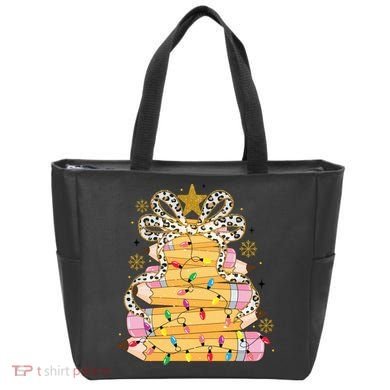 Teacher Pencil Christmas Tree Tote Bag