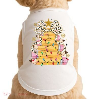 Teacher Pencil Christmas Tree Doggie Tank