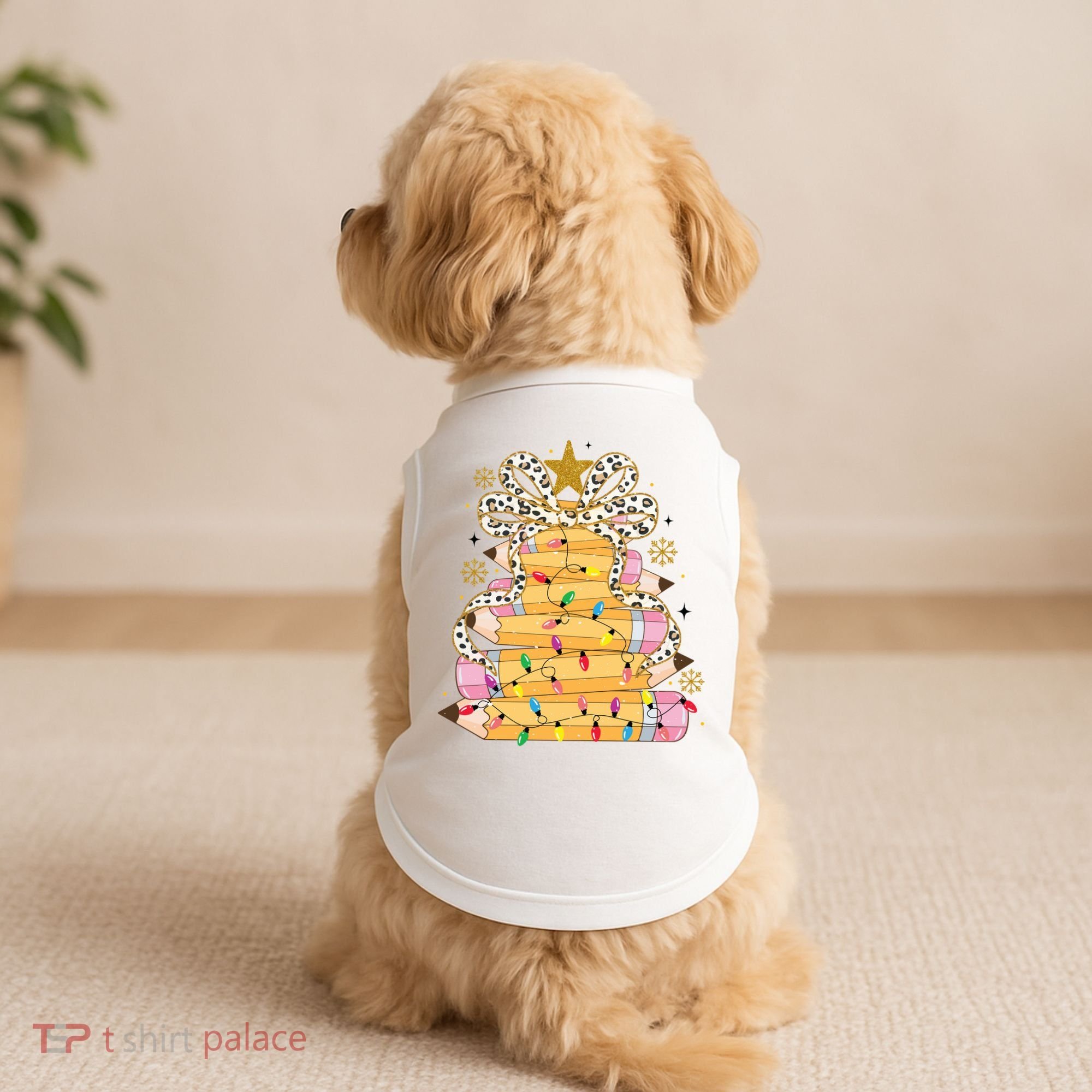 Teacher Pencil Christmas Tree Doggie Tank