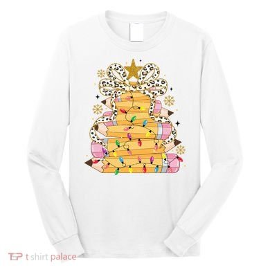 Teacher Pencil Christmas Tree Long Sleeve Shirt
