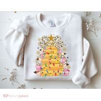 Teacher Pencil Christmas Tree Sweatshirt thumb 2