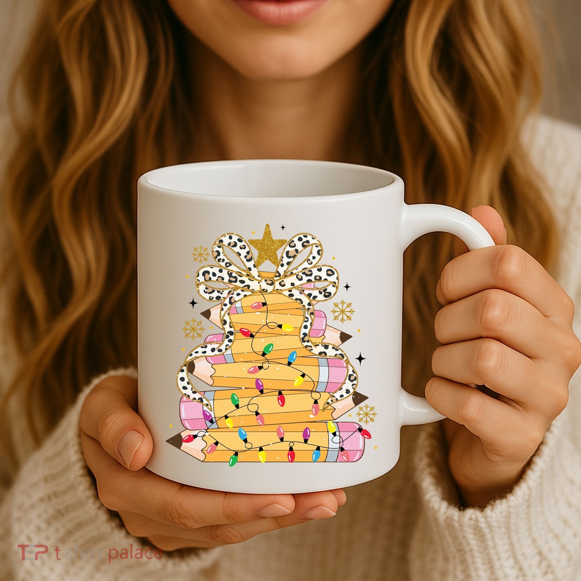 Teacher Pencil Christmas Tree Coffee Mug