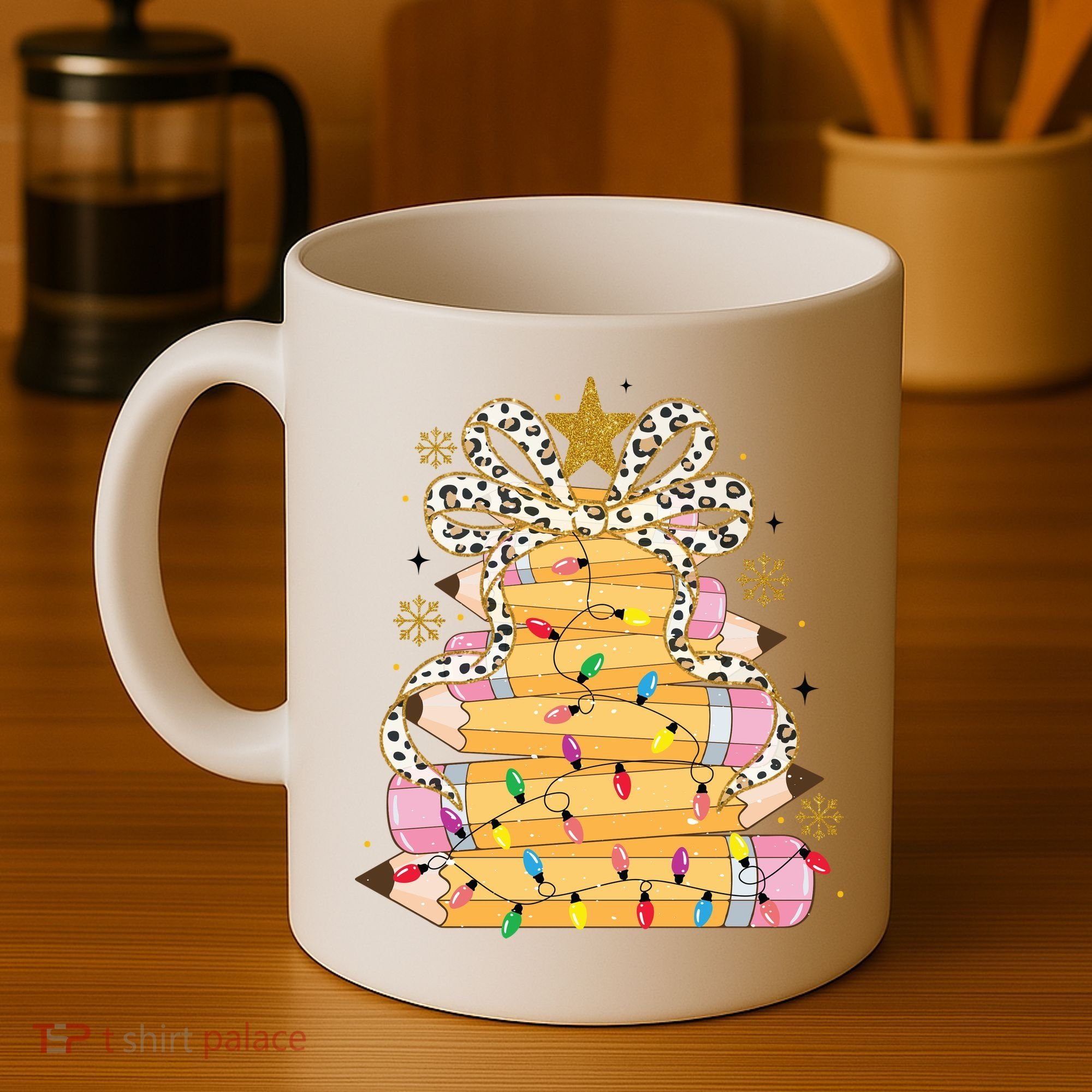 Teacher Pencil Christmas Tree Coffee Mug