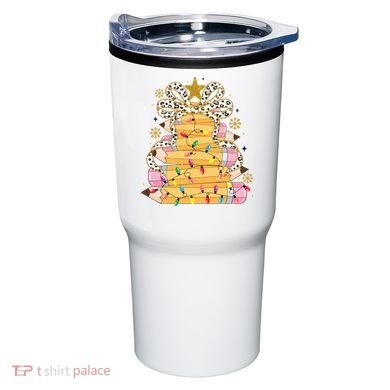 Teacher Pencil Christmas Tree Tumbler