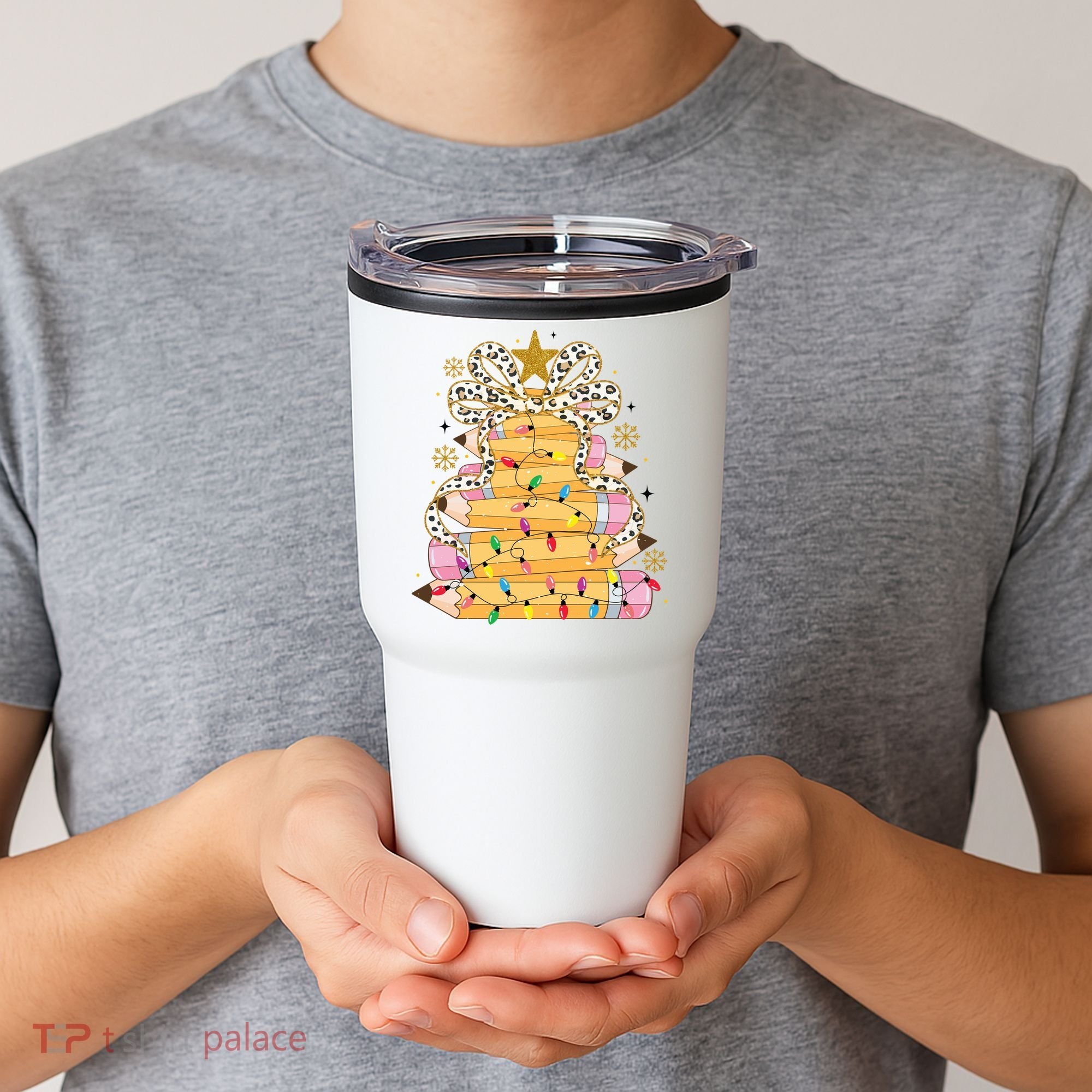 Teacher Pencil Christmas Tree Tumbler