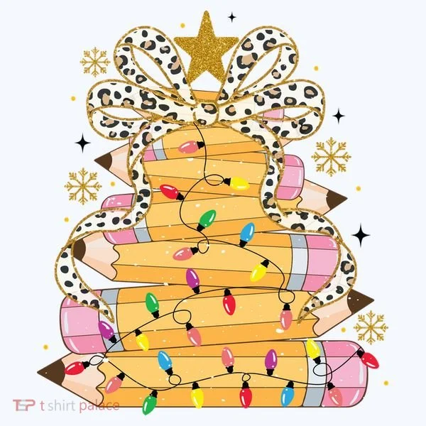 Teacher Pencil Christmas Tree Baby Bodysuit