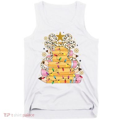Teacher Pencil Christmas Tree Tank Top