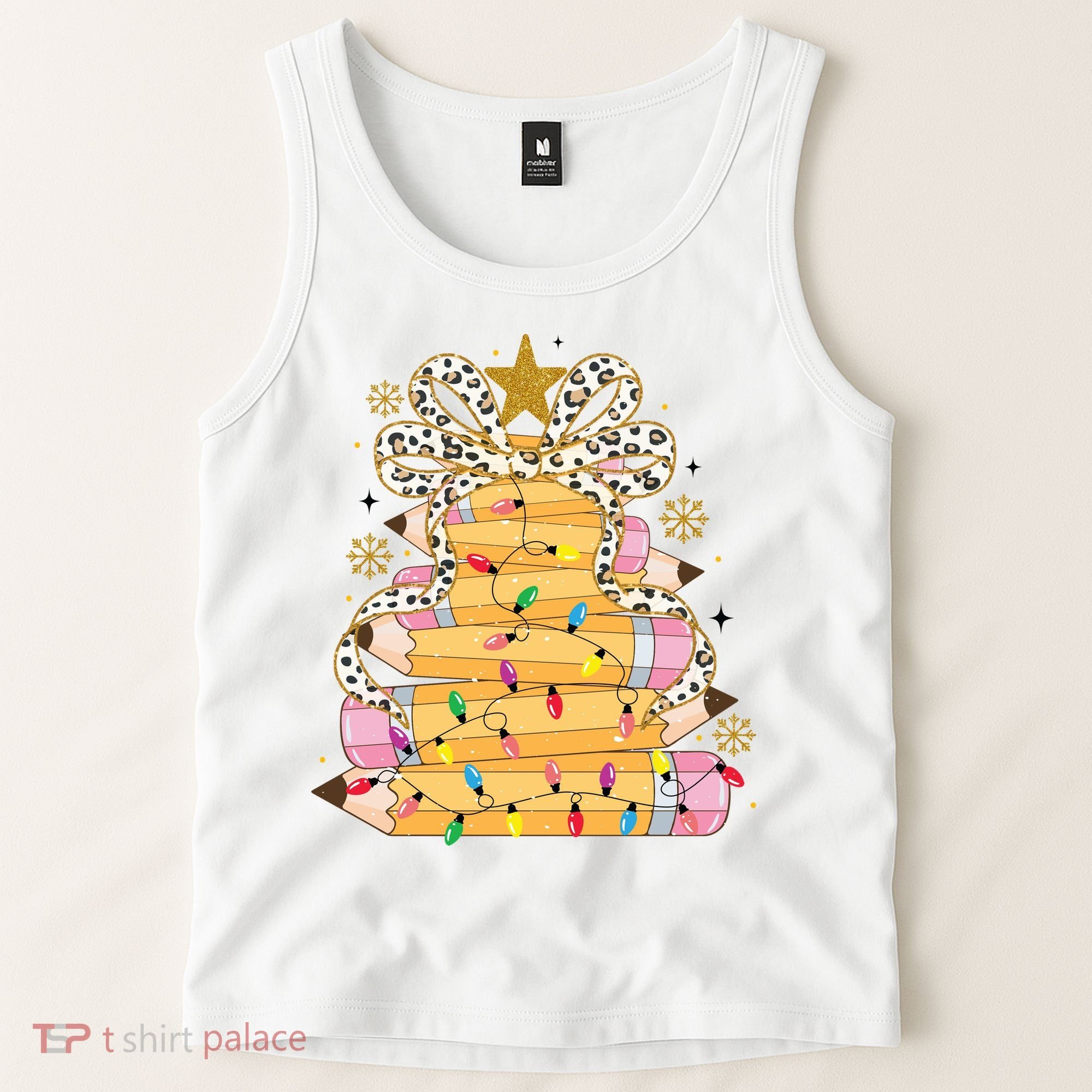 Teacher Pencil Christmas Tree Tank Top