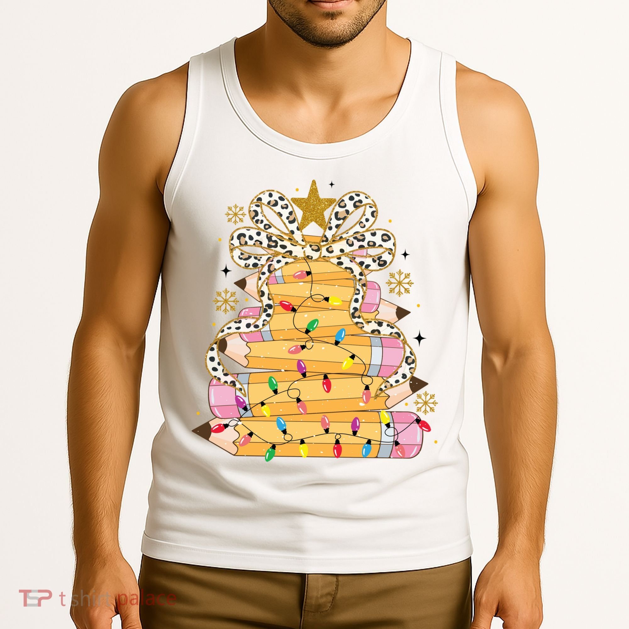 Teacher Pencil Christmas Tree Tank Top