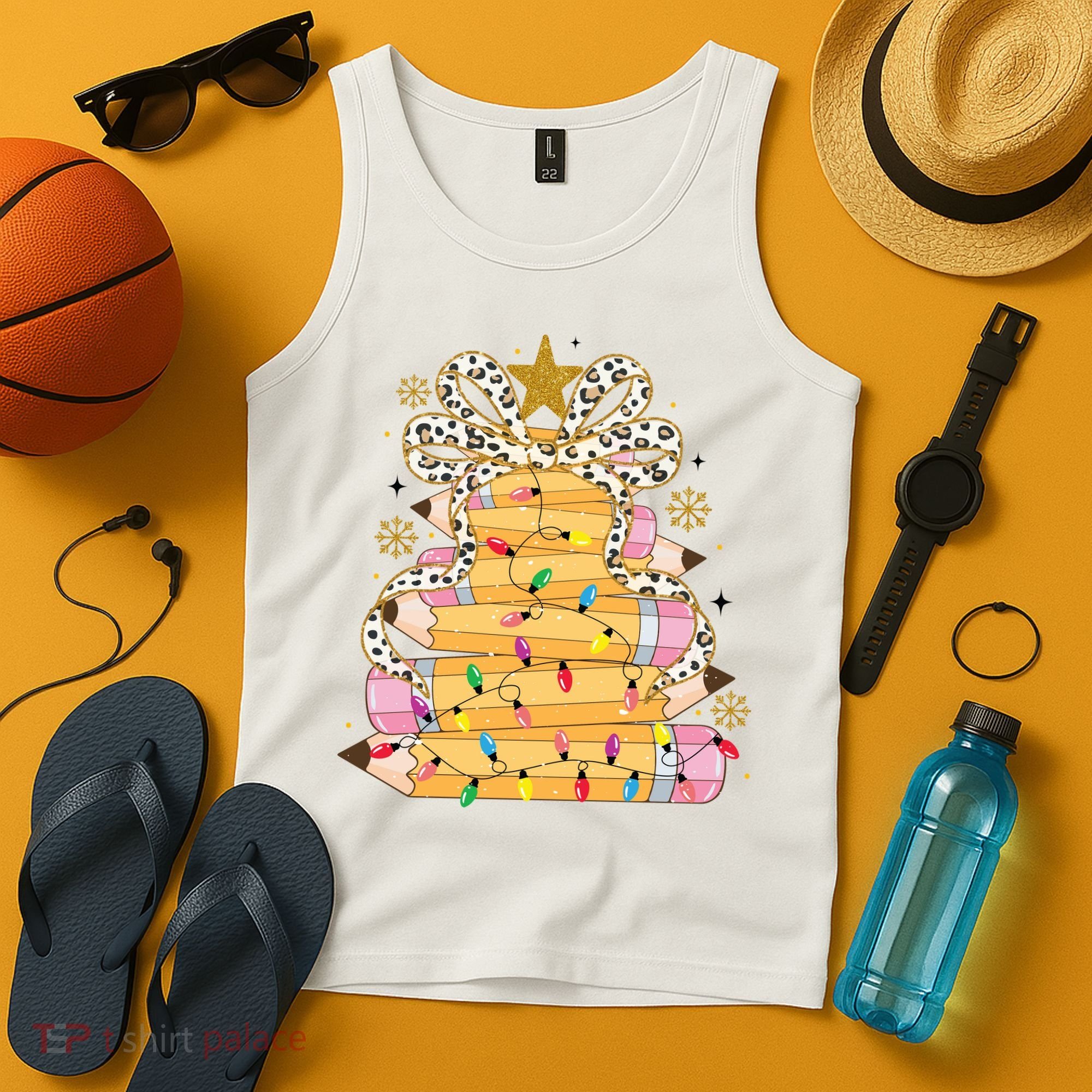 Teacher Pencil Christmas Tree Tank Top