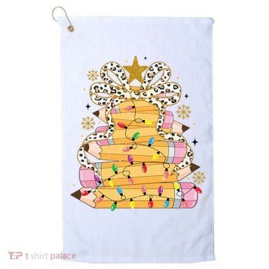 Teacher Pencil Christmas Tree Golf Towel