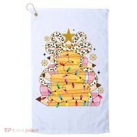 Teacher Pencil Christmas Tree Golf Towel thumb 0