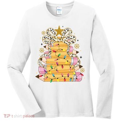Teacher Pencil Christmas Tree Women's Long Sleeve Shirt
