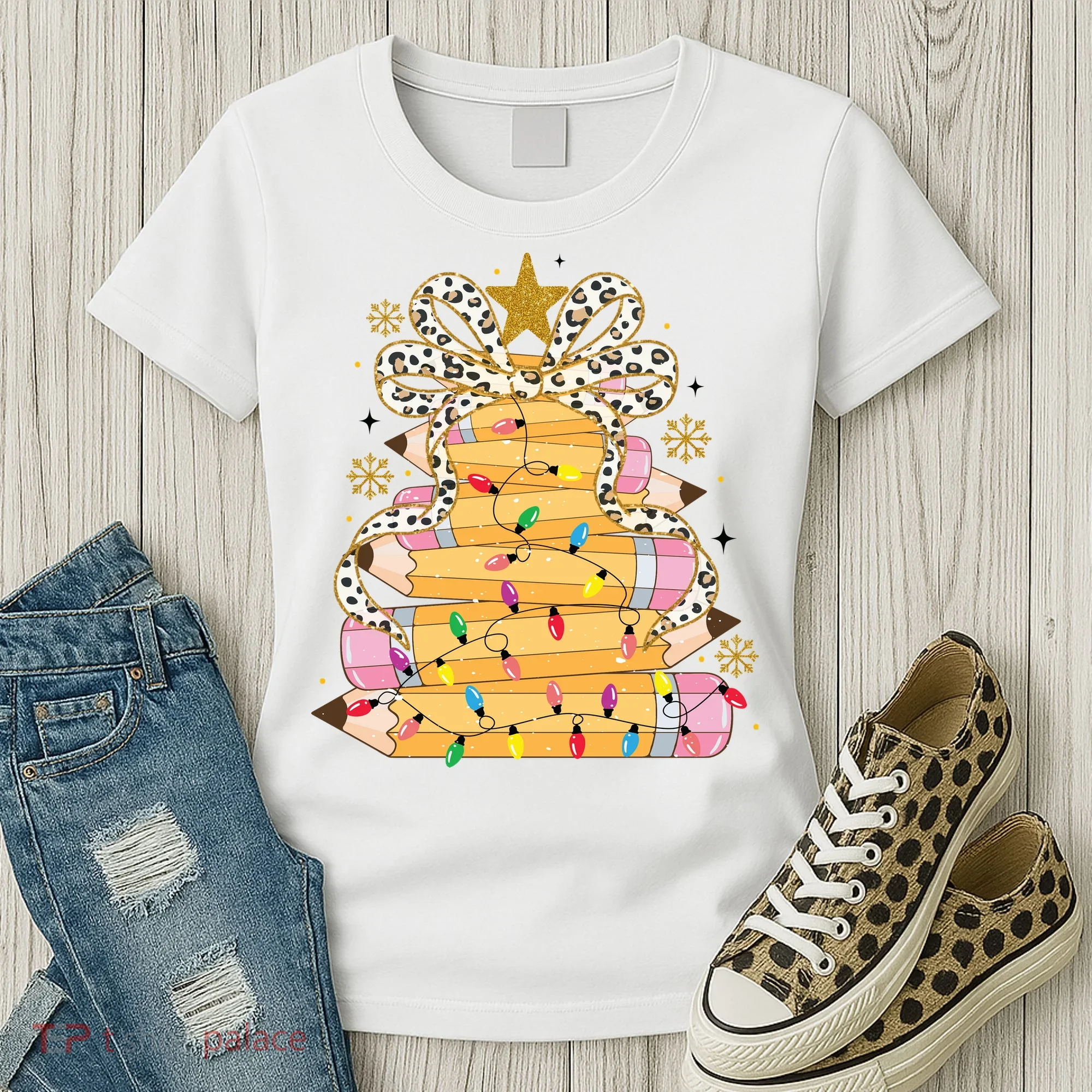 Teacher Pencil Christmas Tree Women's T-Shirt