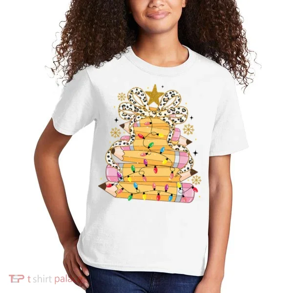 Teacher Pencil Christmas Tree Kids T-Shirt