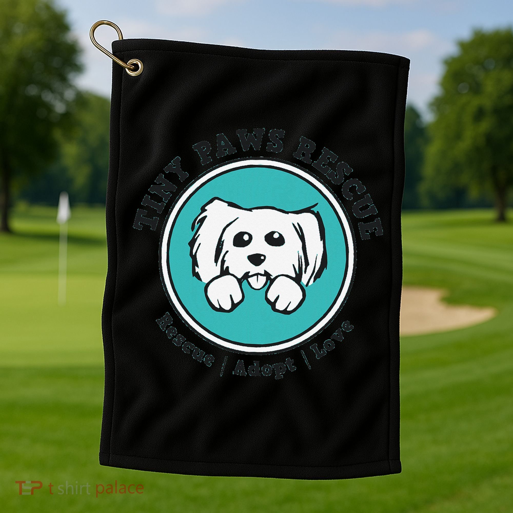 Tiny Paws Dog Logo Golf Towel
