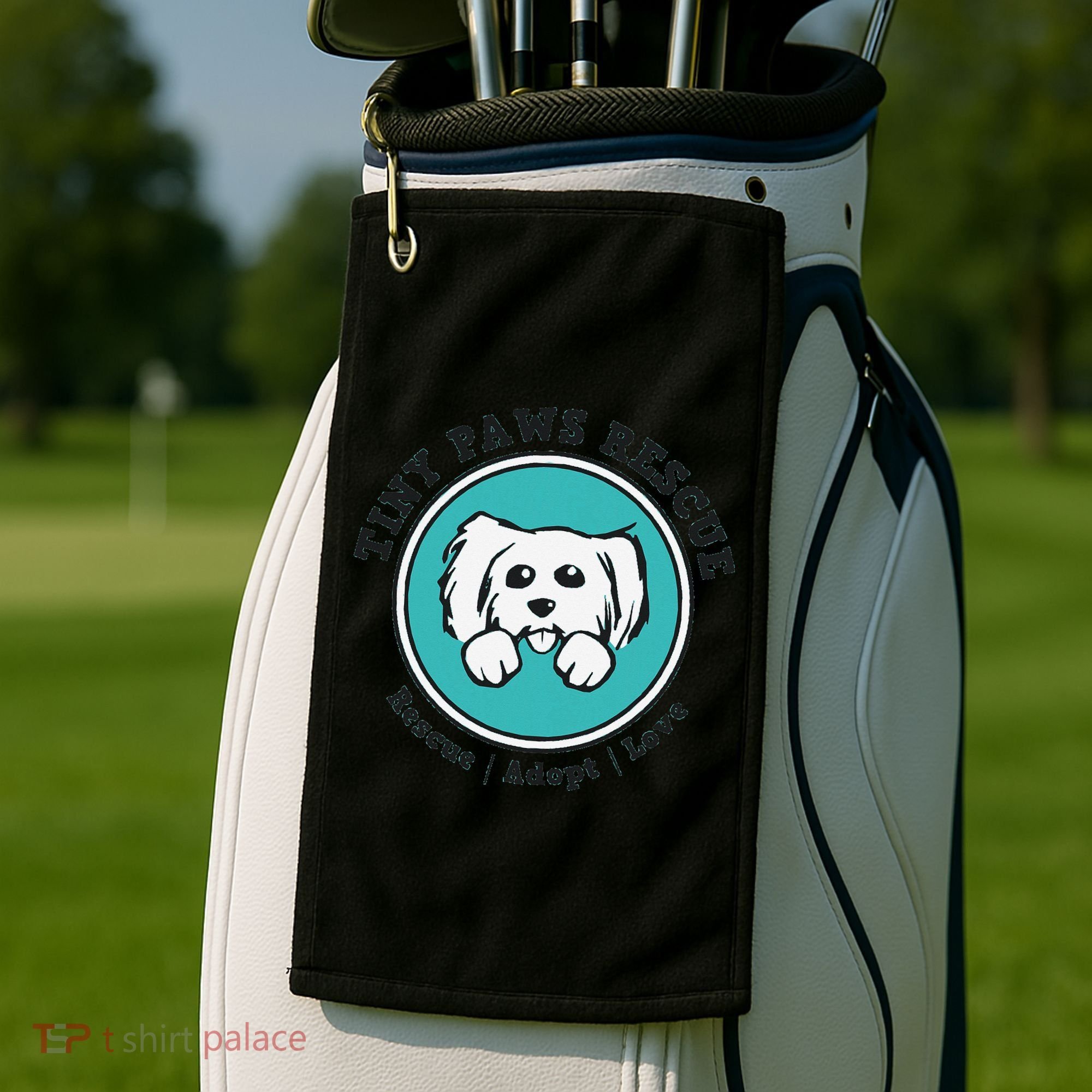 Tiny Paws Dog Logo Golf Towel