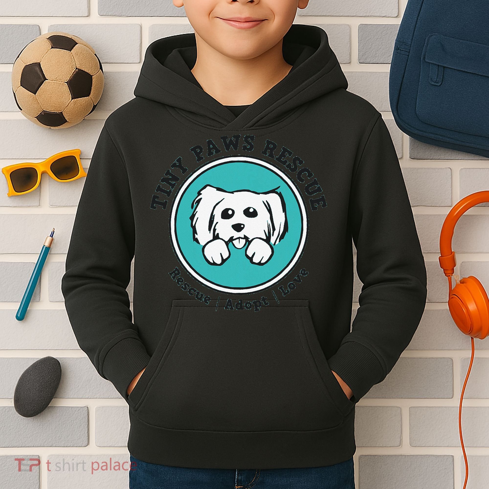Tiny Paws Dog Logo Kids Hoodie