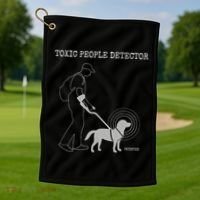 Toxic People Detector Funny Golf Towel thumb 1