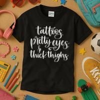 Tattoos Pretty Eyes Thick Thighs Kids T-Shirt thumb 3