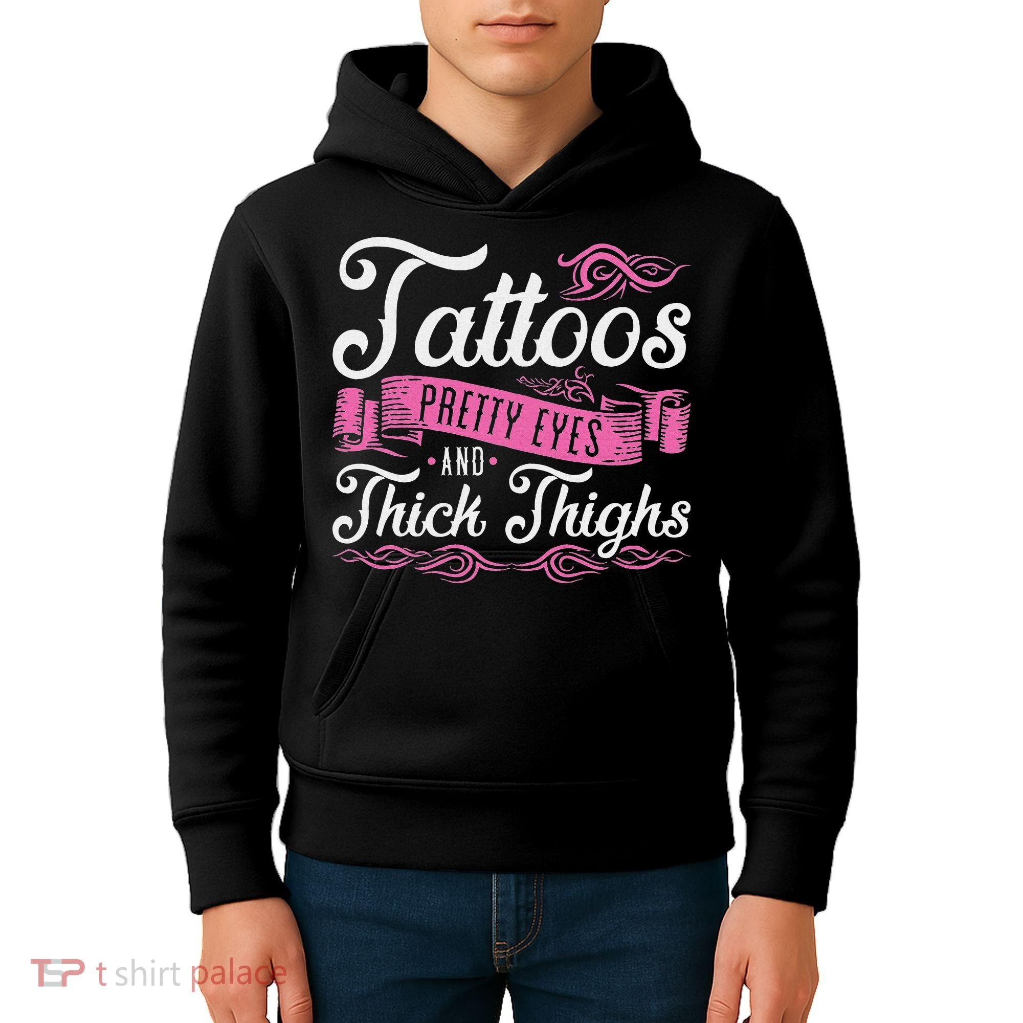 Tattoos Pretty Eyes And Thick Thighs Kids Hoodie