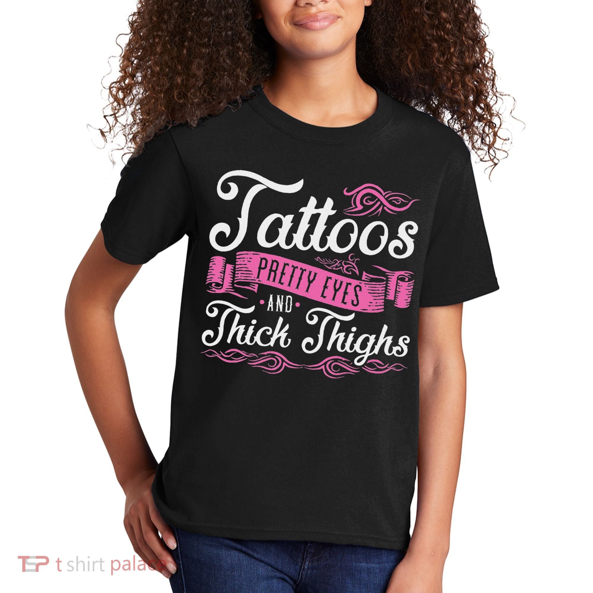 Tattoos Pretty Eyes And Thick Thighs Kids T-Shirt
