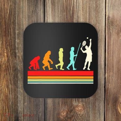 Tennis Player Evolution Retro Vintage Color Coaster