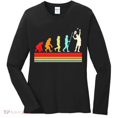 Tennis Player Evolution Retro Vintage Color Women's Long Sleeve Shirt