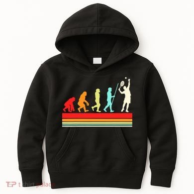 Tennis Player Evolution Retro Vintage Color Kids Hoodie