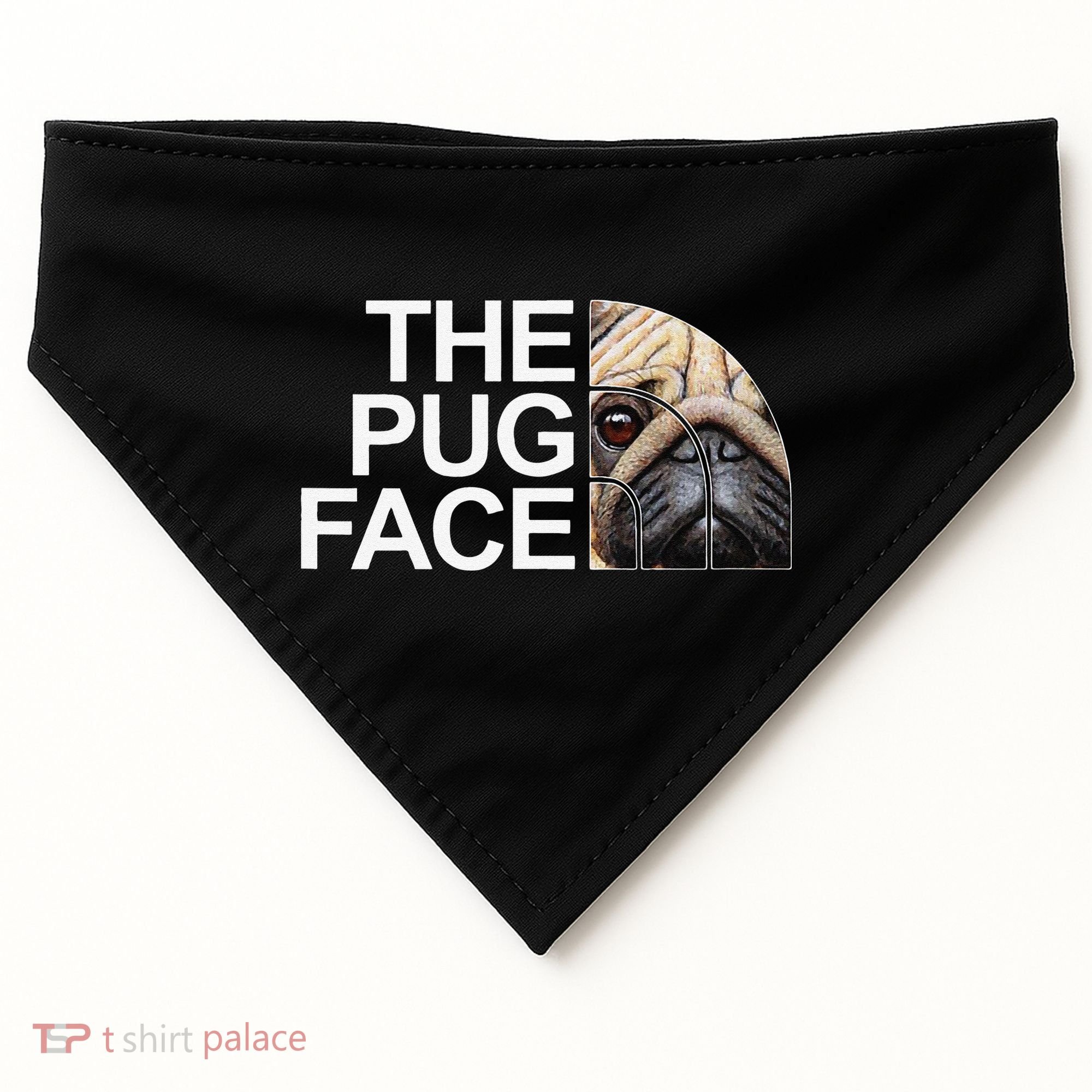 The Pug Face Dog Funny Pug USA-Made Doggie Bandana