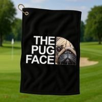 The Pug Face Dog Funny Pug Golf Towel thumb 1