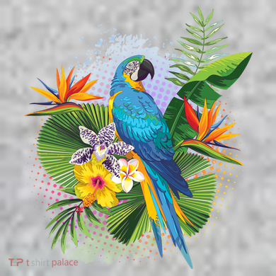Tropical Paradise Flower Parrot The Baniff Cuffed Pom Beanie