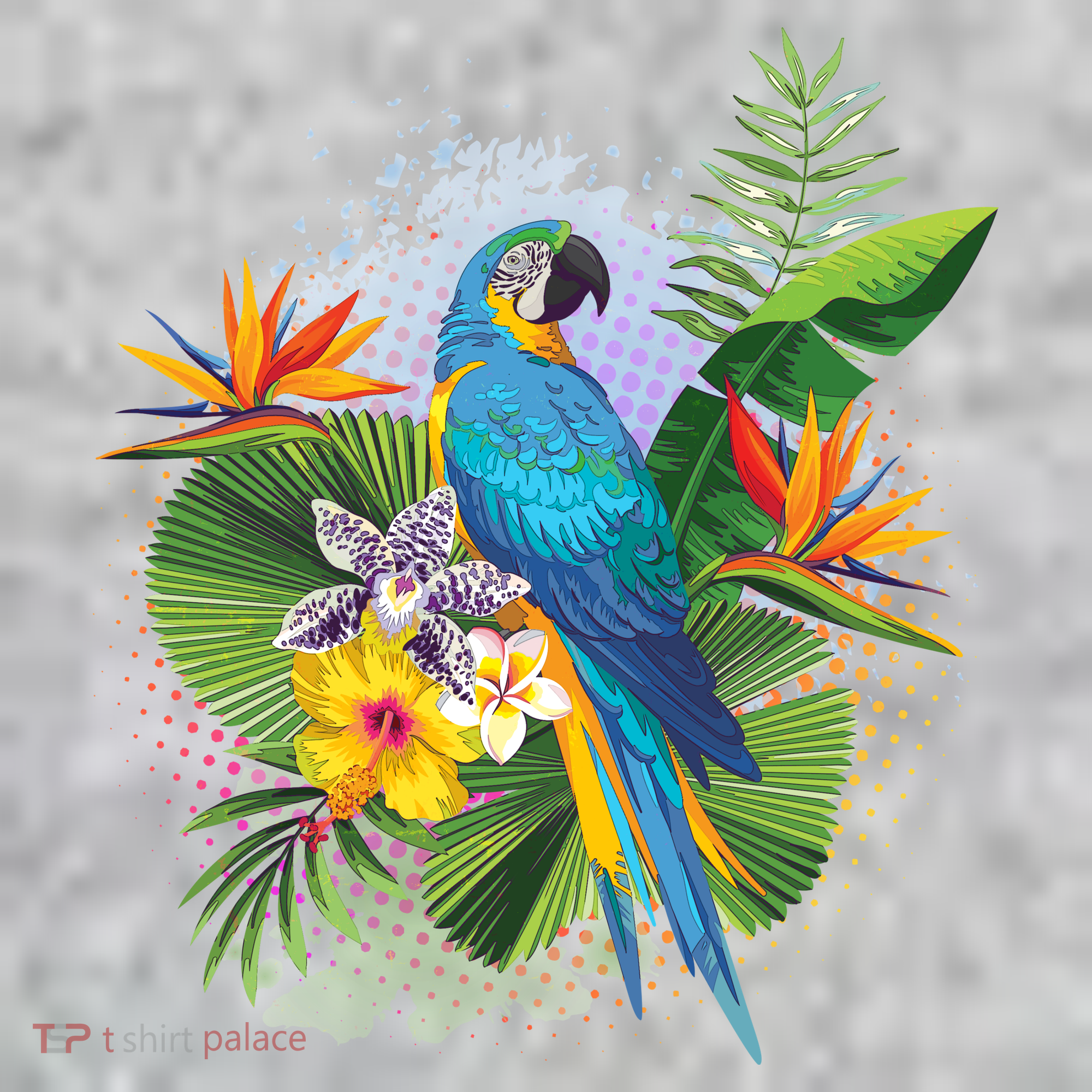 Tropical Paradise Flower Parrot The Baniff Cuffed Pom Beanie