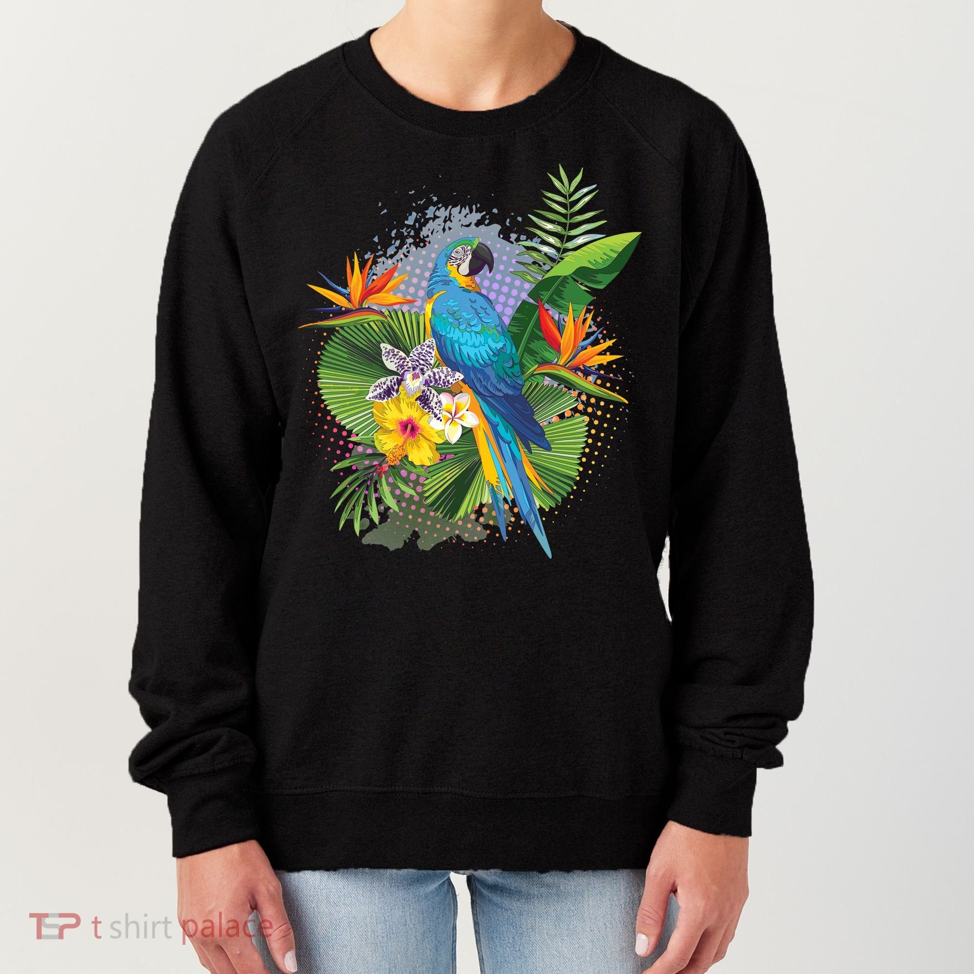 Tropical Paradise Flower Parrot Women's Sweatshirt