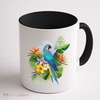 Tropical Paradise Flower Parrot Coffee Mug thumb 1