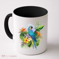 Tropical Paradise Flower Parrot Coffee Mug thumb 0