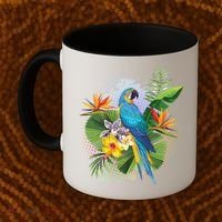 Tropical Paradise Flower Parrot Coffee Mug thumb 2