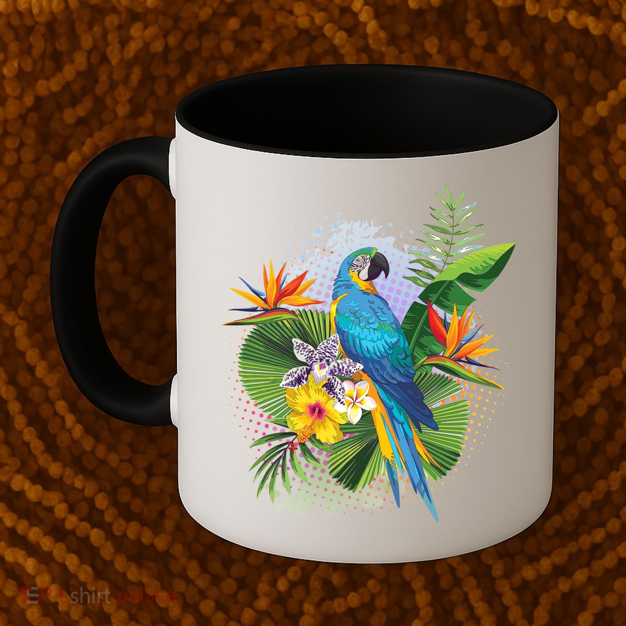 Tropical Paradise Flower Parrot Coffee Mug