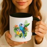 Tropical Paradise Flower Parrot Coffee Mug thumb 3