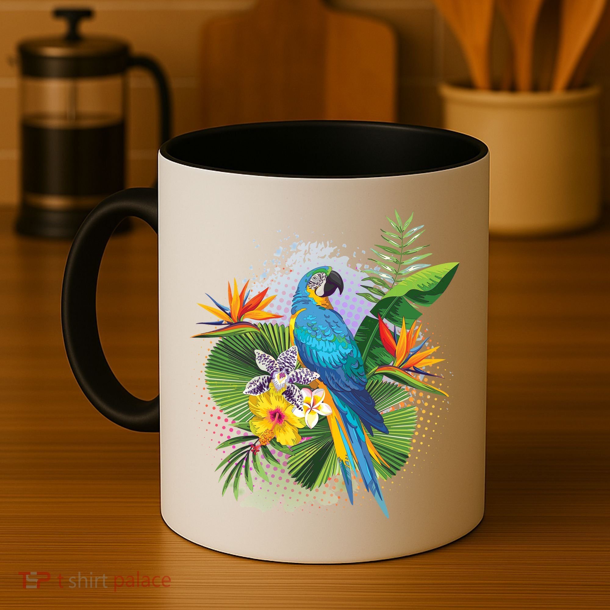 Tropical Paradise Flower Parrot Coffee Mug