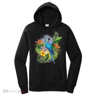 Tropical Paradise Flower Parrot Women's Hoodie