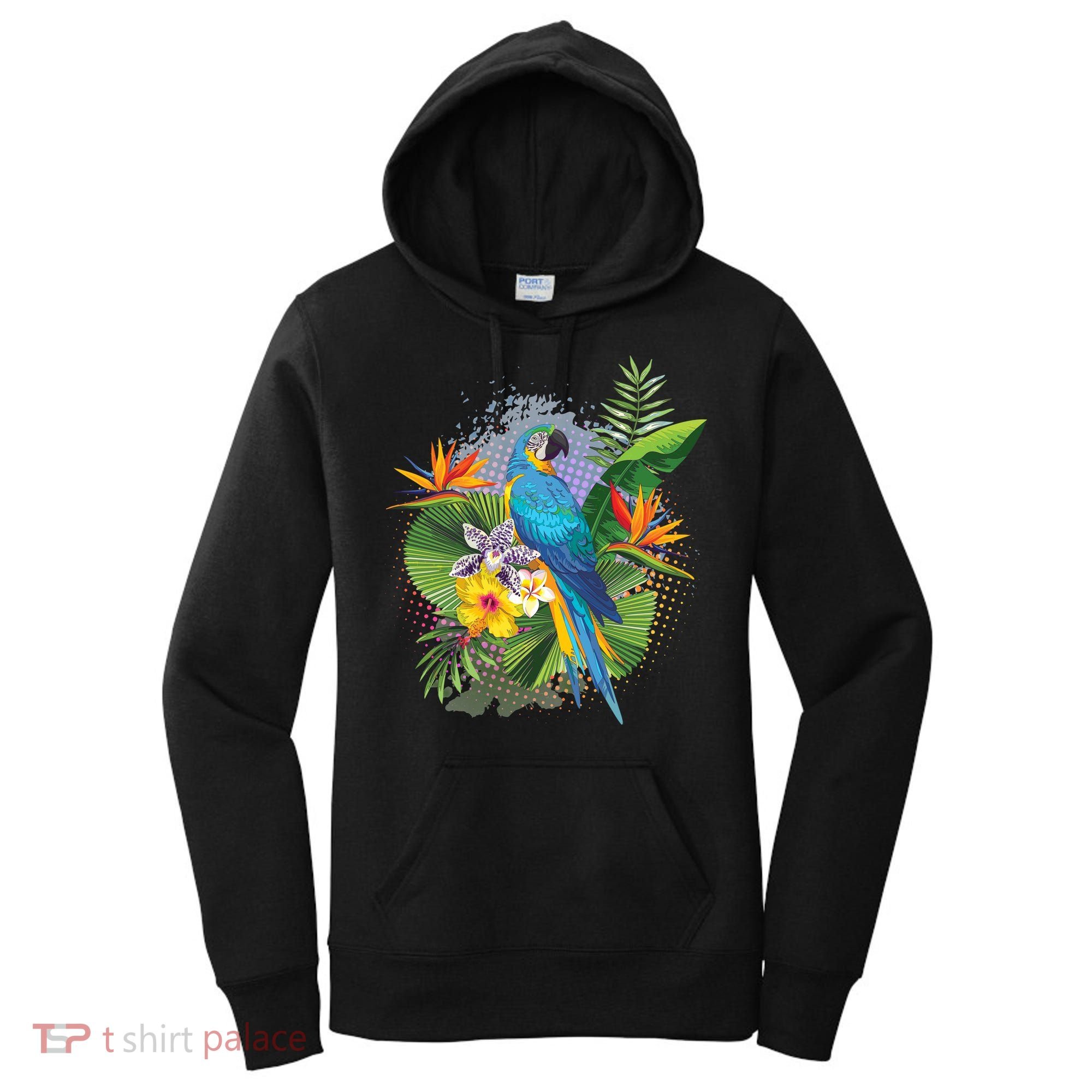 Tropical Paradise Flower Parrot Women's Hoodie