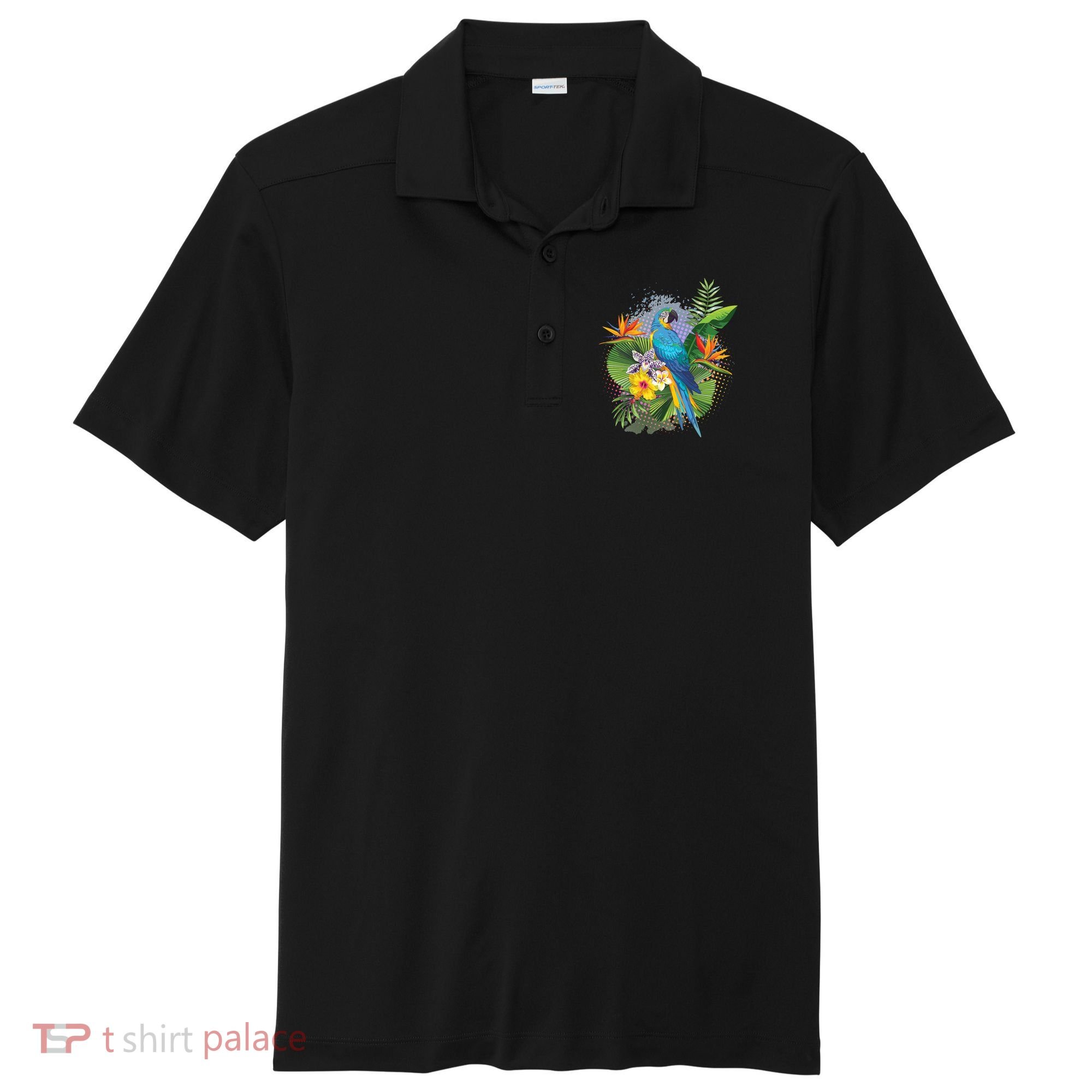 Tropical Paradise Flower Parrot Sport-Tek Posi-UV Pro Polo