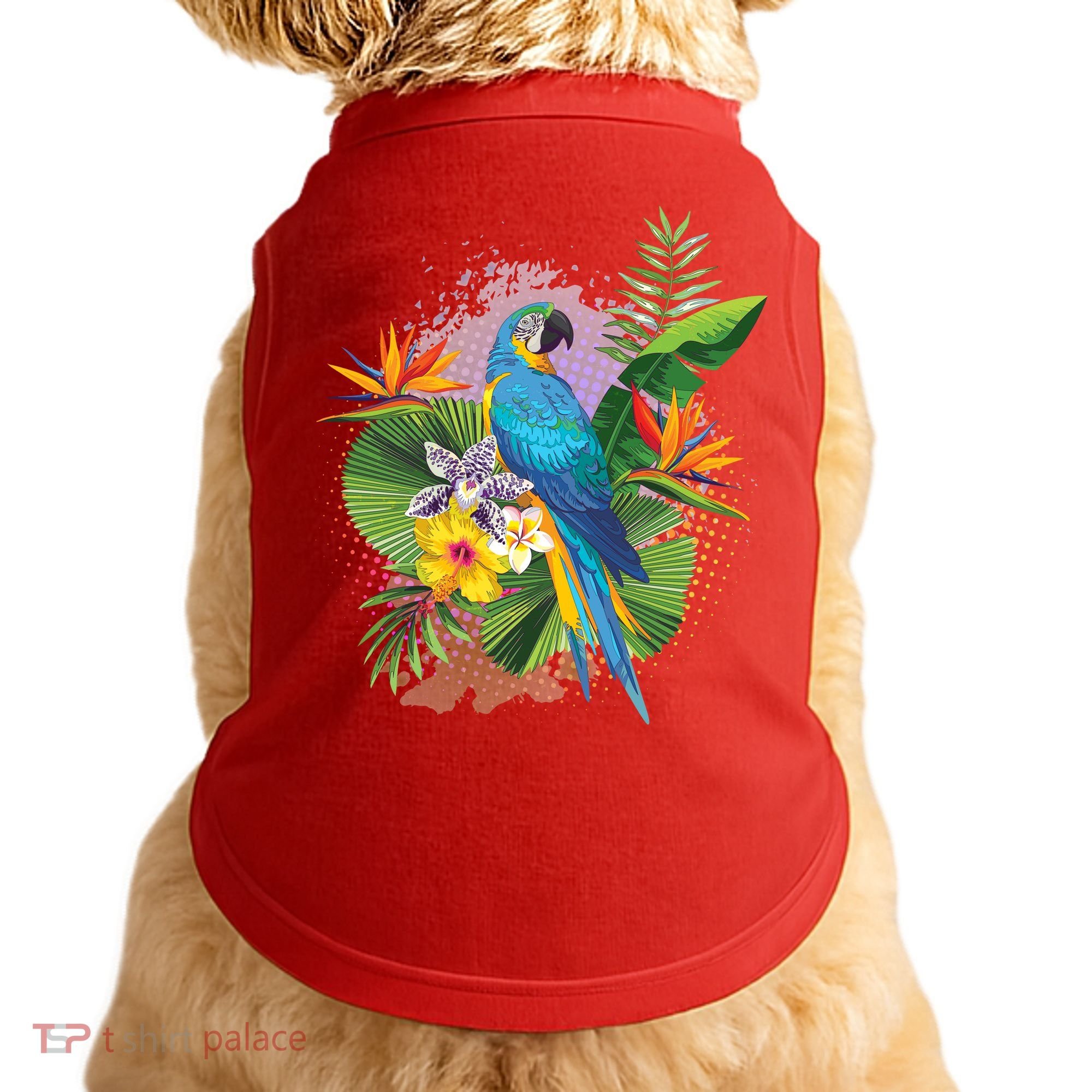 Tropical Paradise Flower Parrot Doggie Tank
