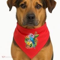 Tropical Paradise Flower Parrot USA-Made Doggie Bandana thumb 1