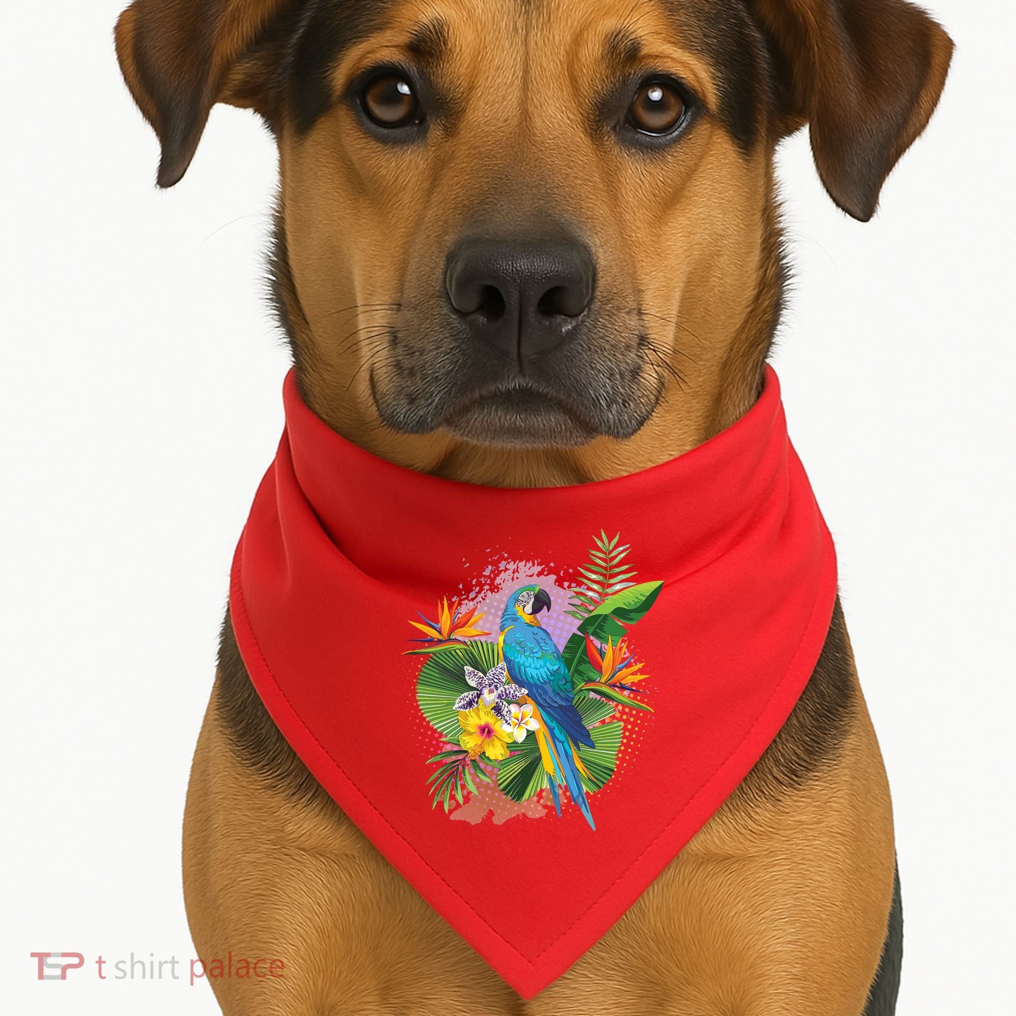 Tropical Paradise Flower Parrot USA-Made Doggie Bandana