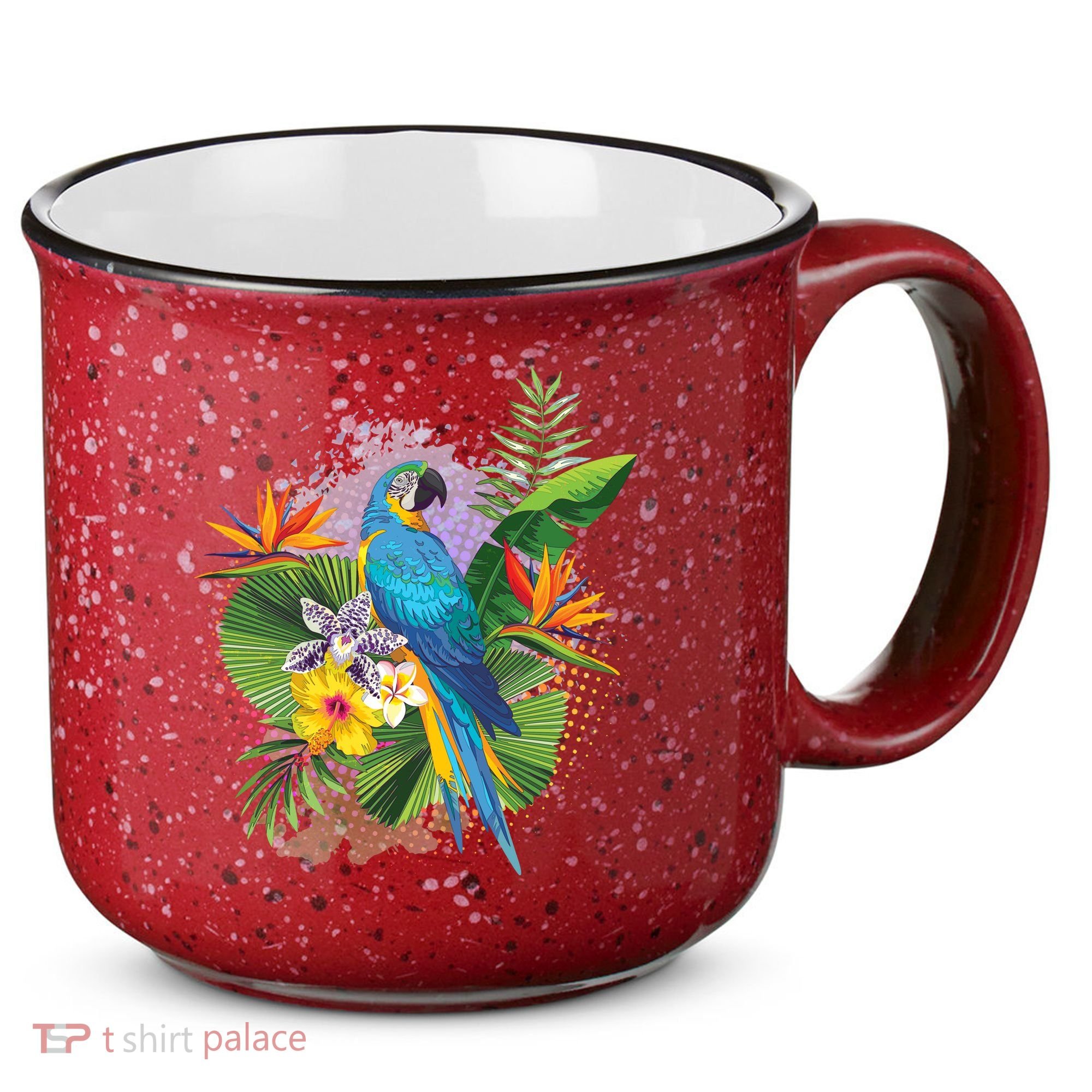 Tropical Paradise Flower Parrot 15oz Campfire Ceramic Mug